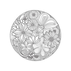 Line art drawn Flowers bouquet. Line art for adult coloring book style. Vector illustration for coloring page.