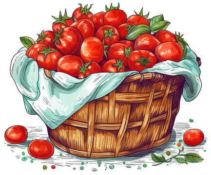 Korb voller reifer Tomaten