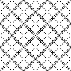 Fototapeta premium black and white seamless pattern repeated design ornament decoration floral flower damask style geometric elements tile texture textile fabric vector illustration