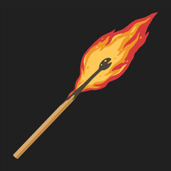 Burning matchstick simple logotype colorful