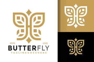 Letter H butterfly leaf logo vector icon illustration