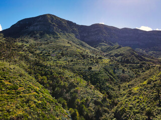 Obraz premium Typical landscape of La Gomera as seen from a drone
