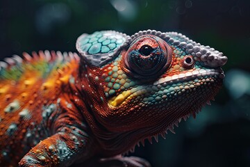 Fototapeta premium colorful chameleon lizard. Generative Ai