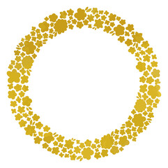 お花と植物のゴールドリース・フレーム ベクター素材