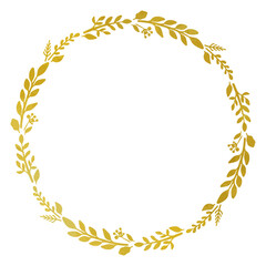 お花と植物のゴールドリース・フレーム ベクター素材