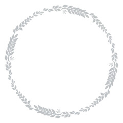 お花と植物のシルバーリース・フレーム ベクター素材