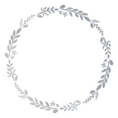 お花と植物のシルバーリース・フレーム ベクター素材
