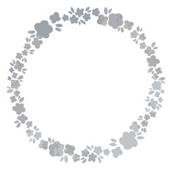 お花と植物のシルバーリース・フレーム ベクター素材