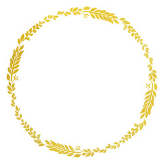 お花と植物のゴールドリース・フレーム ベクター素材