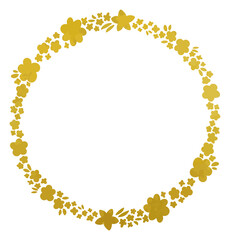 お花と植物のゴールドリース・フレーム ベクター素材