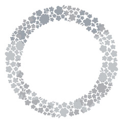 お花と植物のシルバーリース・フレーム ベクター素材