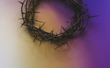Crown of thorns on purple and yellow background - 586563666