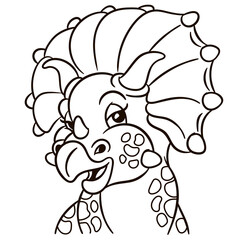 Triceratops dinosaur cartoon character. Cute baby animal print for kids.