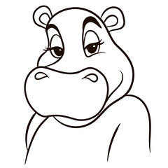 Hippo cartoon character. Cute baby animal print for kids.