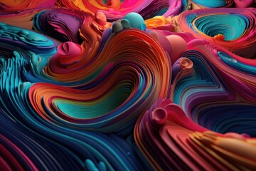 Fototapeta premium vibrant and colorful abstract painting with bold brushstrokes and various hues. Generative AI