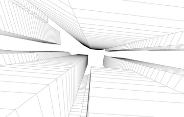 skyscrapers in the city 3d illustration