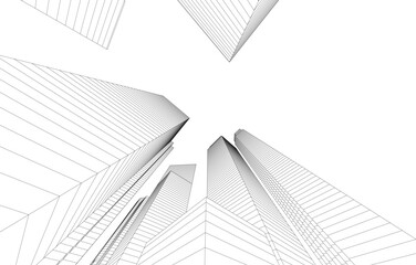 Fototapeta na wymiar skyscrapers in the city 3d illustration