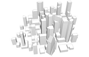 Fototapeta premium skyscrapers in the city 3d illustration