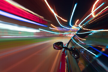 Long exposure of a speedy night drive in a big city