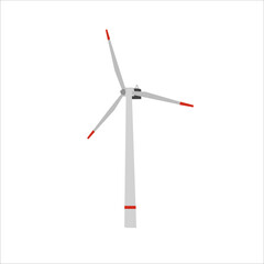 Vector flat illustration. Alternative sources of energy. Windmill. Wind turbine front angle view isolated on white background. Alternative renewable power generation, green energy concept.
