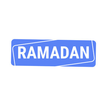 Ramadan Kareem Blue Vector Callout Banner with Moon and Arabic Typography