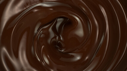 Close-up of Whirling Melted Dark Chocolate
