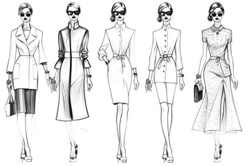 A fashion designer brings style to life in amazing hand-drawn dress sketches, capturing unique patterns and elegant concepts with the stroke of a pen. Generative AI	