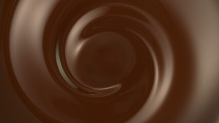 Close-up of Whirling Melted Dark Chocolate
