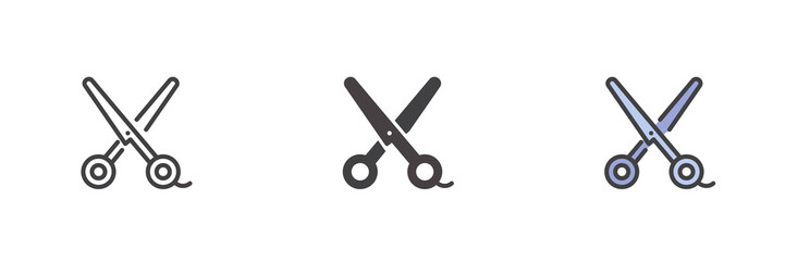 Barber scissors different style icon set