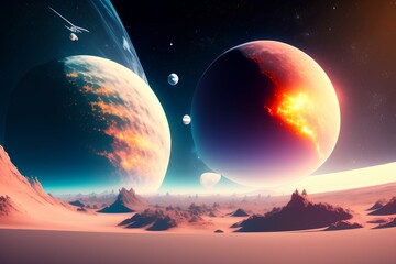 Mercury planet on space background illustration - generative ai