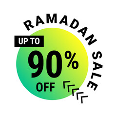 Ramadan Super Sale Get Up to 90% Off on Green Dotted Background Banner
