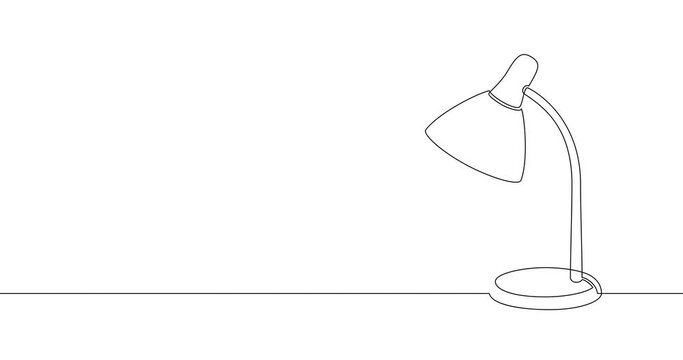 Animation of an image drawn with a continuous line. Desk lamp.