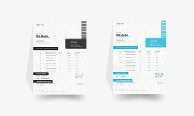  Modern and creative invoice layout Four color variation invoice design for your company