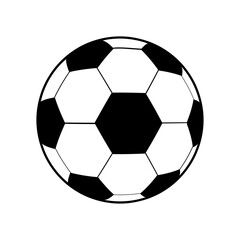 Soccer ball illustration isolated on  white background. Soccer ball icon. Black and white pictogram. Football ball icon. Sport game
