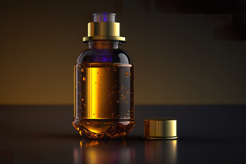 Obraz na płótnie Canvas Cosmetic serum bottle. Glass bottle of oil serum and collagen drops. Cosmetic skincare product or packaging for beauty and spa concept mockup. Realistic 3D illustration. Generative AI