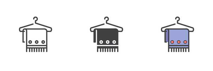 Towel hanger different style icon set