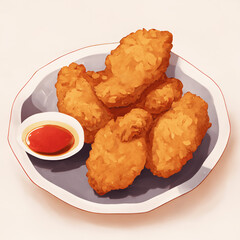 美味しそうな食べ物のイラスト(AI generated image)