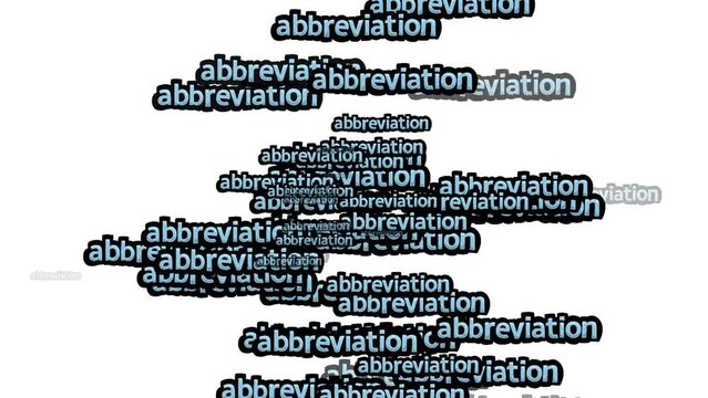 animated video scattered with the words ABBREVIATION on a white background