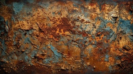 Old Grunge rusty copper bronze texture, background. Generative AI