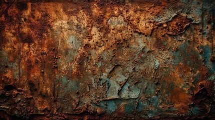 Old Grunge rusty copper bronze texture, background. Generative AI