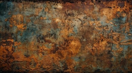 Old Grunge rusty copper bronze texture, background. Generative AI