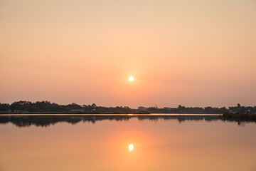 Fototapeta premium Sunset at the lake landscape