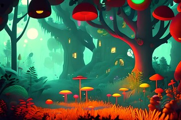 Obraz na płótnie Canvas The Magic of Mushrooms: A Perfect House for a Fairy Tale Setting.