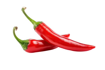 Ripe red hot chili peppers vegetable isolated on cutout PNG transparent background. Generative AI - obrazy, fototapety, plakaty