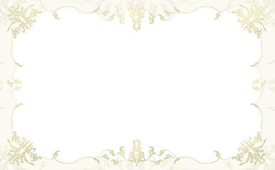 クラシカルで繊細で豪華な唐草模様のフレーム 白背景 イラスト素材 色違い・差分有