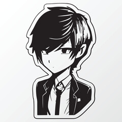 Cartoon boy character sketch in anime style