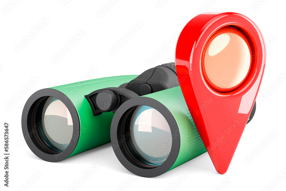 Aufkleber military binocular with map pointer, 3d rendering