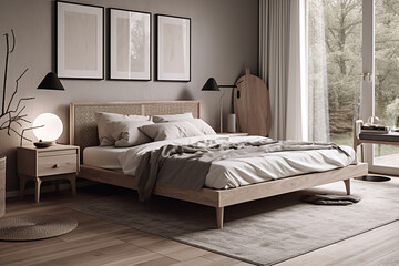 Nordic bedroom with modern design and furniture