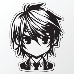 Cartoon boy character sketch in anime style