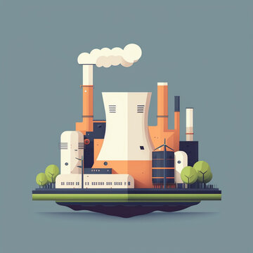 Nuclear plant minimal style with copy space